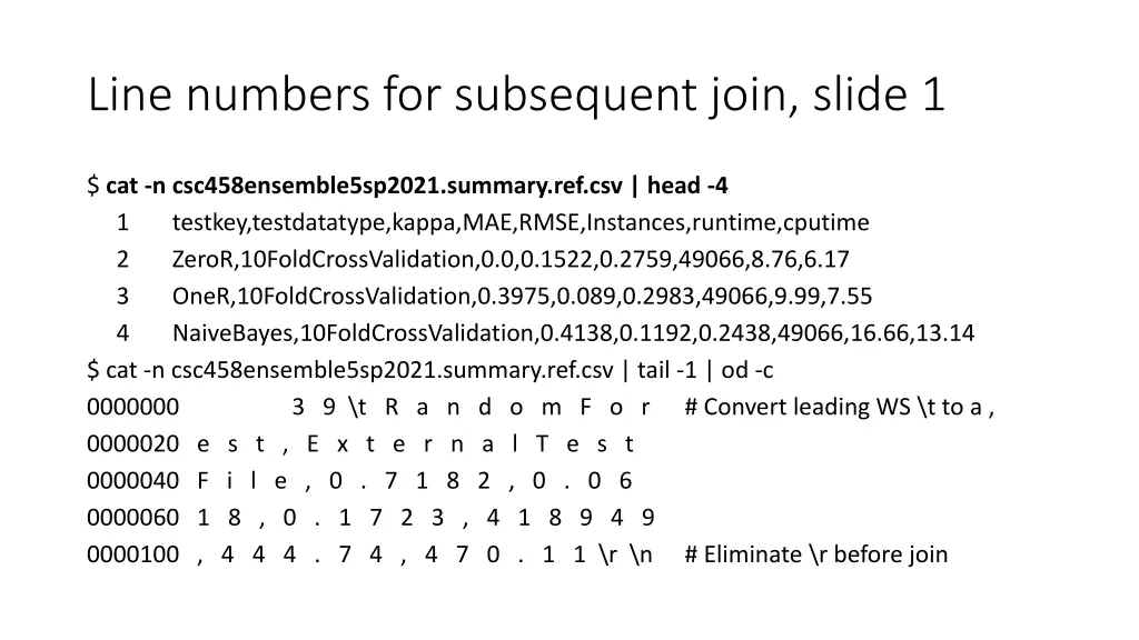 line numbers for subsequent join slide 1
