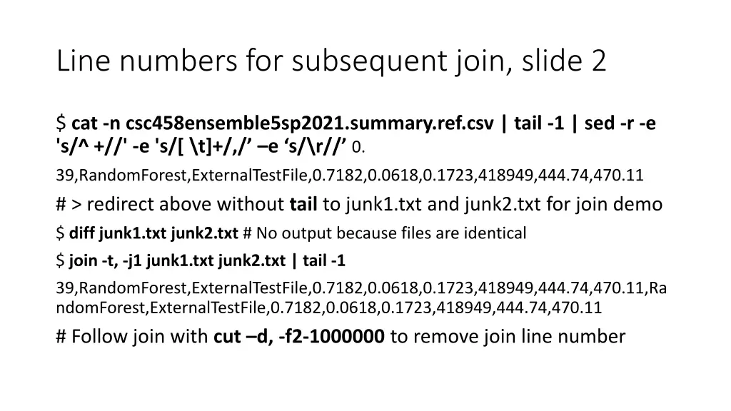 line numbers for subsequent join slide 2