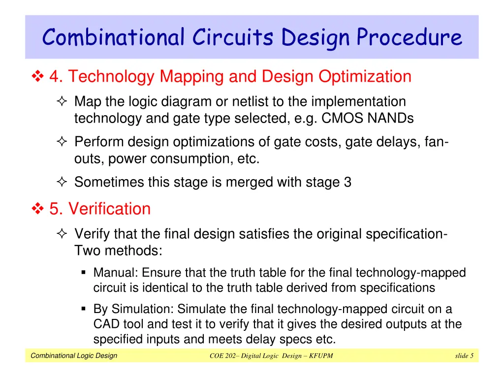 combinational circuits design procedure 1