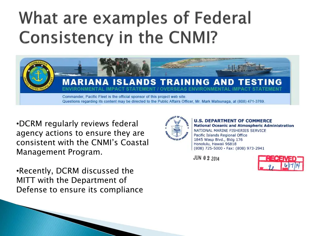 dcrm regularly reviews federal agency actions