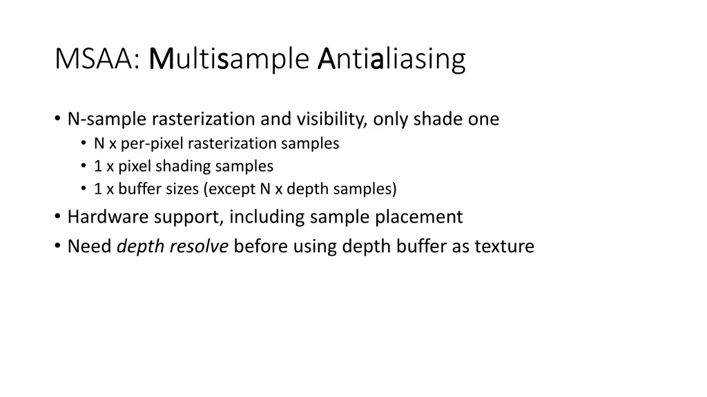 msaa m multis sample a antia aliasing