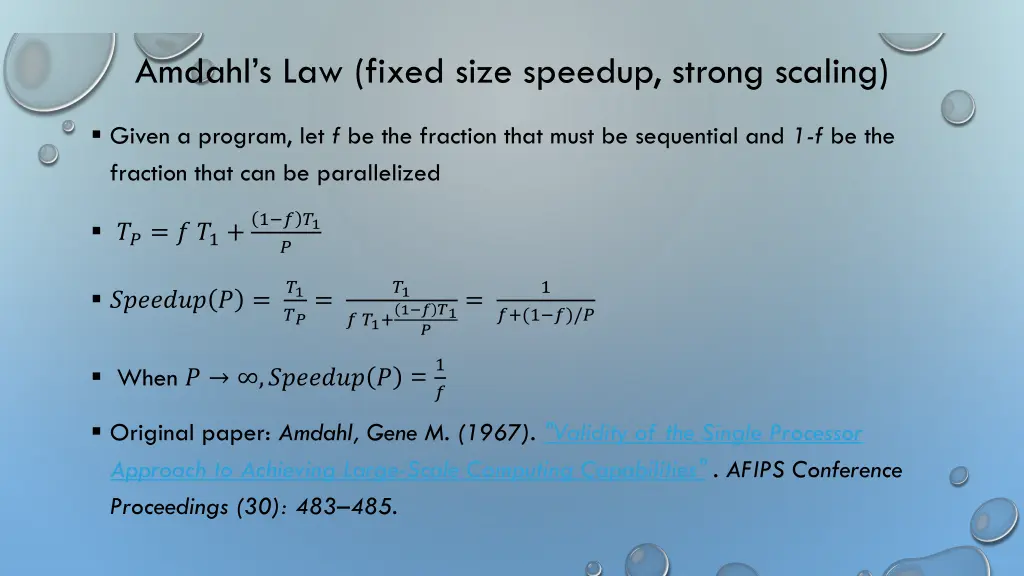 amdahl s law fixed size speedup strong scaling