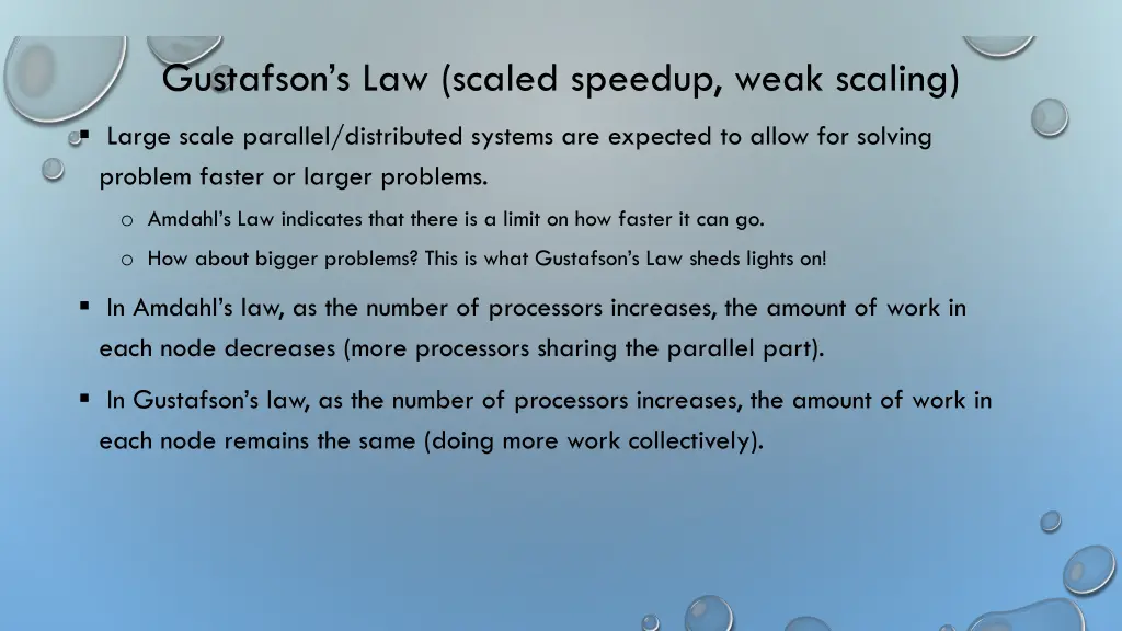 gustafson s law scaled speedup weak scaling