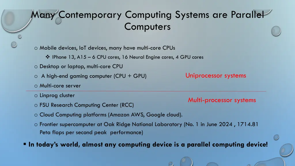 many contemporary computing systems are parallel
