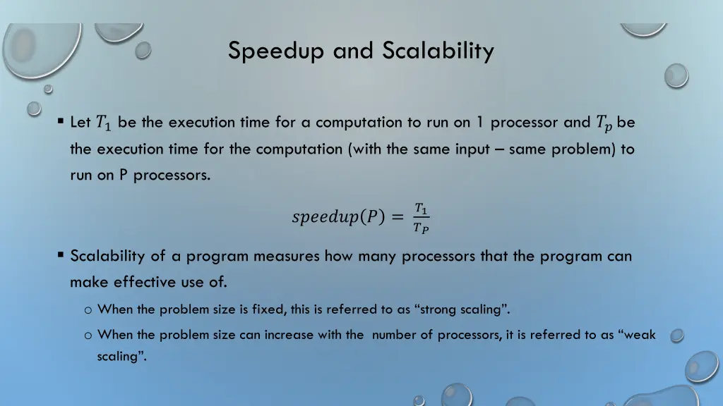 speedup and scalability