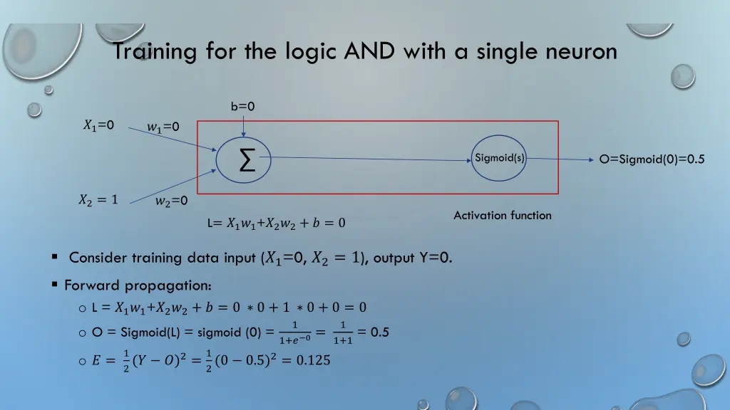 training for the logic and with a single neuron 1