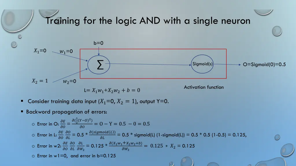 training for the logic and with a single neuron 2