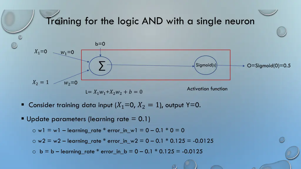 training for the logic and with a single neuron 3