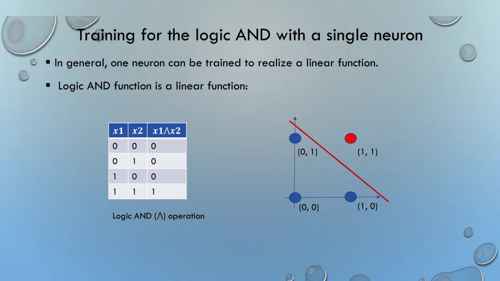 training for the logic and with a single neuron