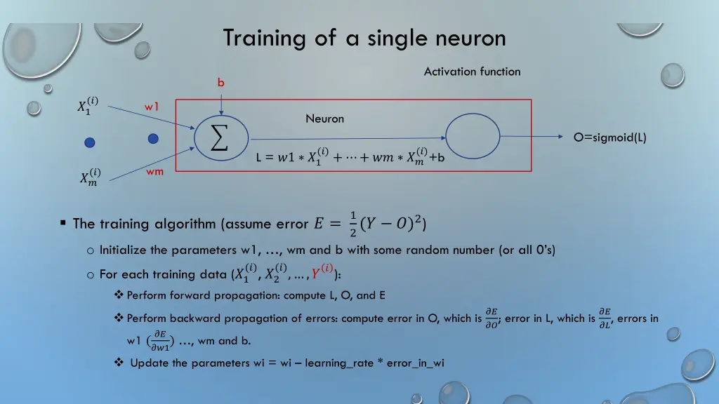 training of a single neuron 1