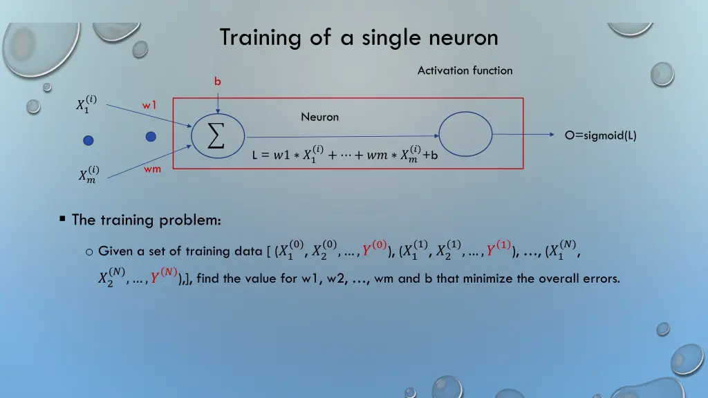training of a single neuron