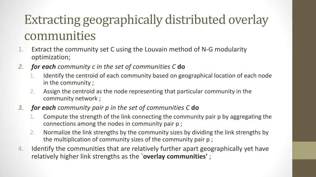 extracting geographically distributed overlay