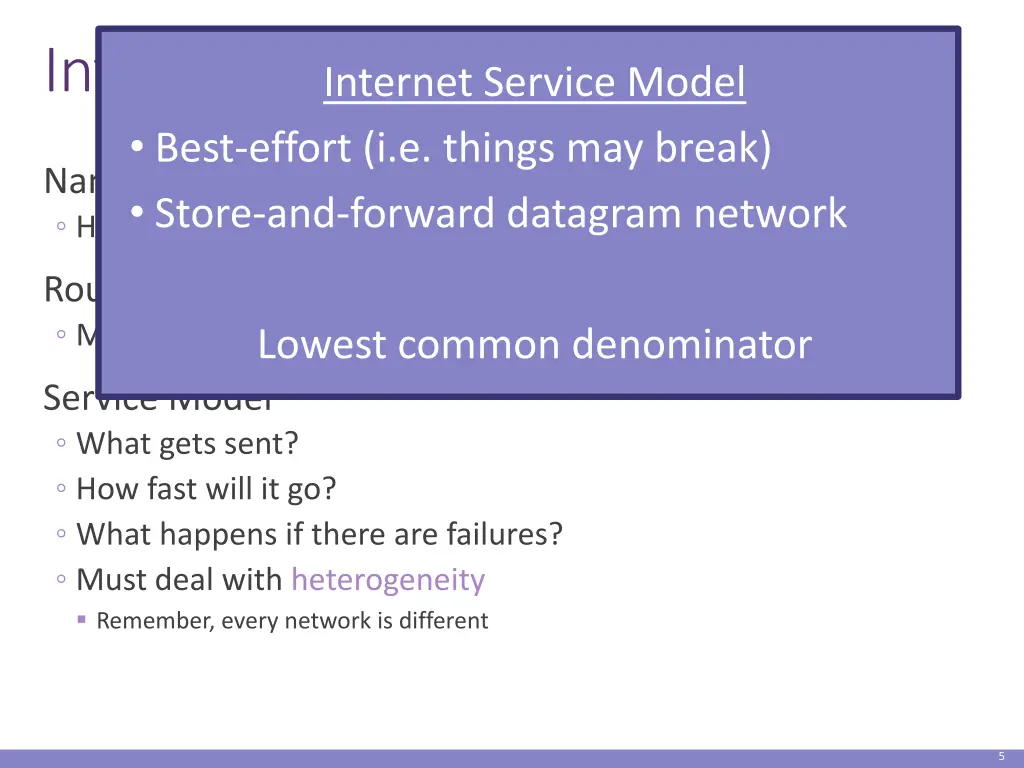 internetworking issues internet service model