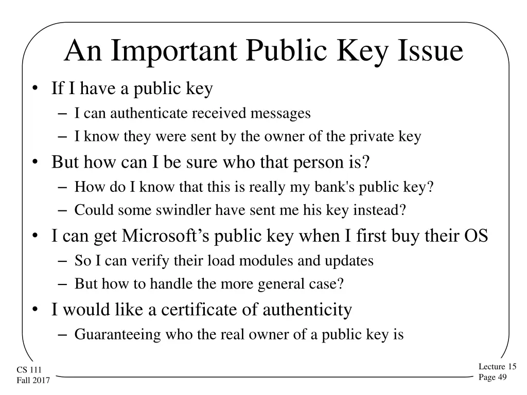 an important public key issue if i have a public