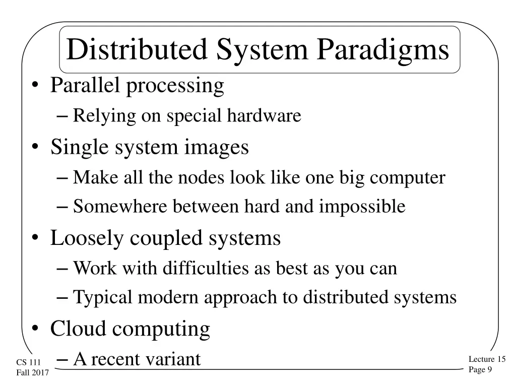 distributed system paradigms parallel processing