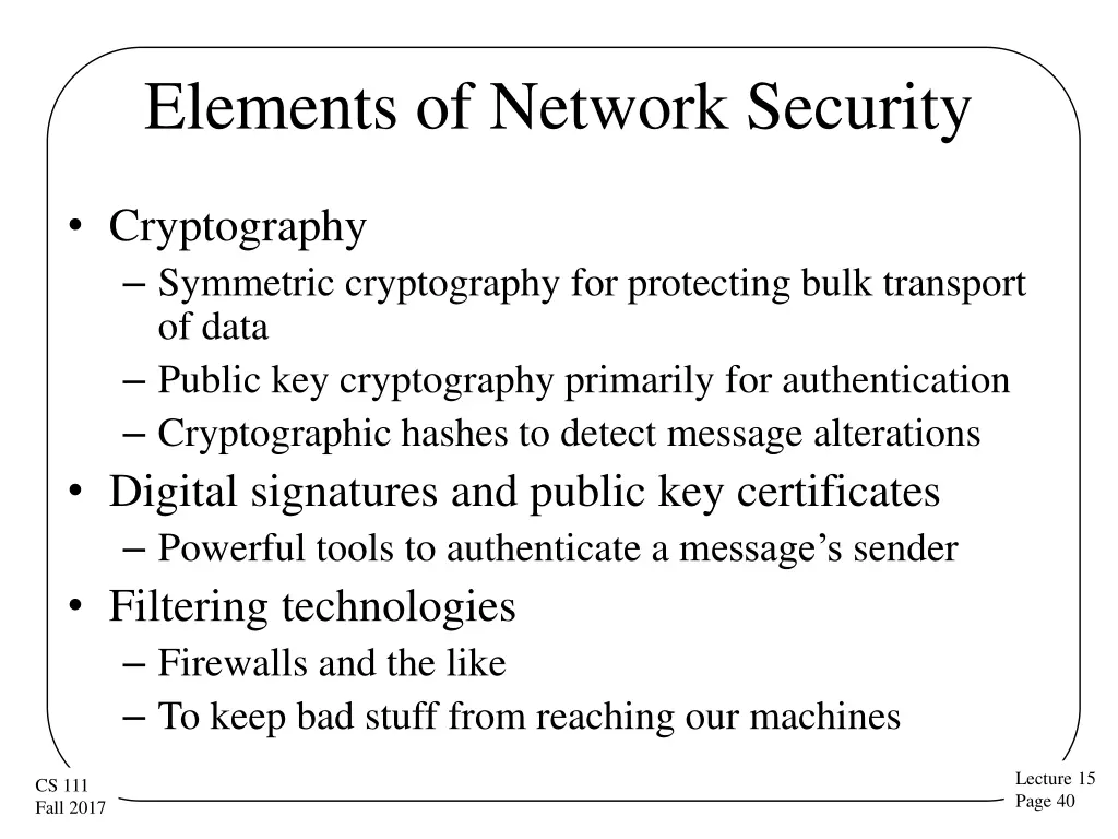 elements of network security