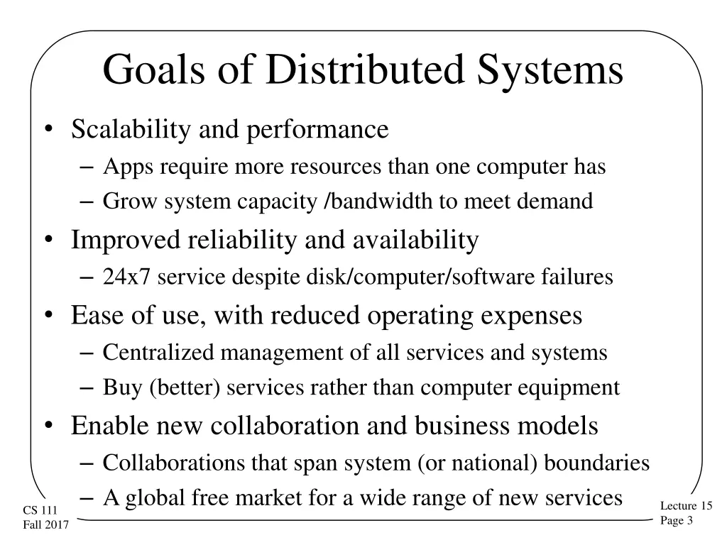 goals of distributed systems