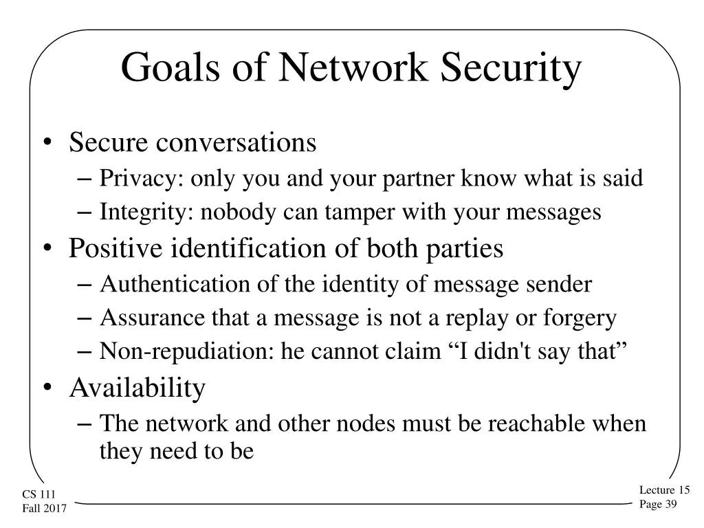 goals of network security