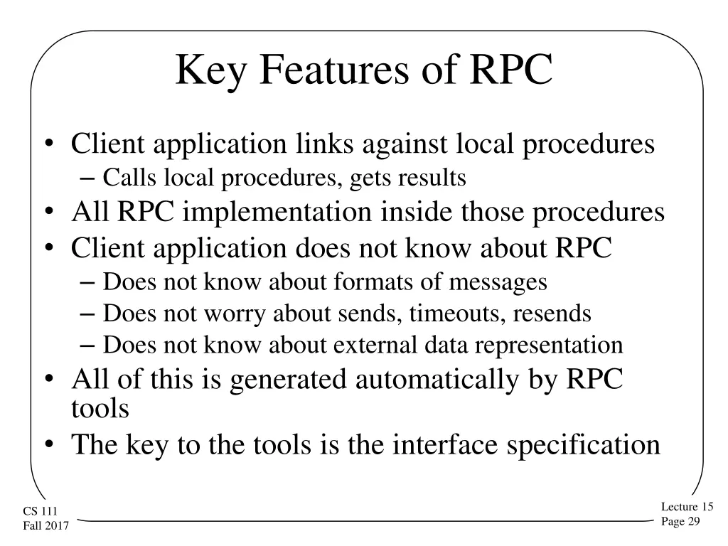 key features of rpc