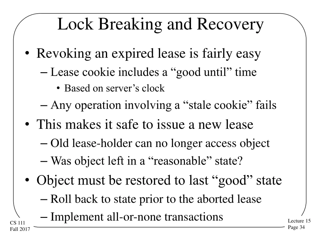 lock breaking and recovery