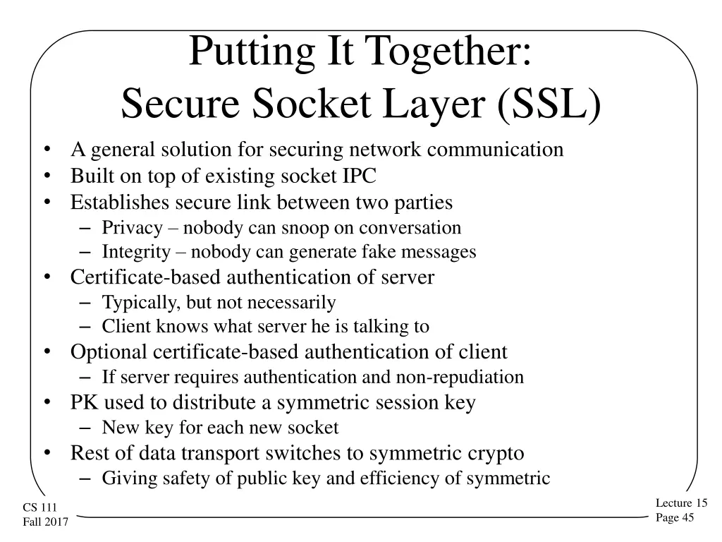 putting it together secure socket layer