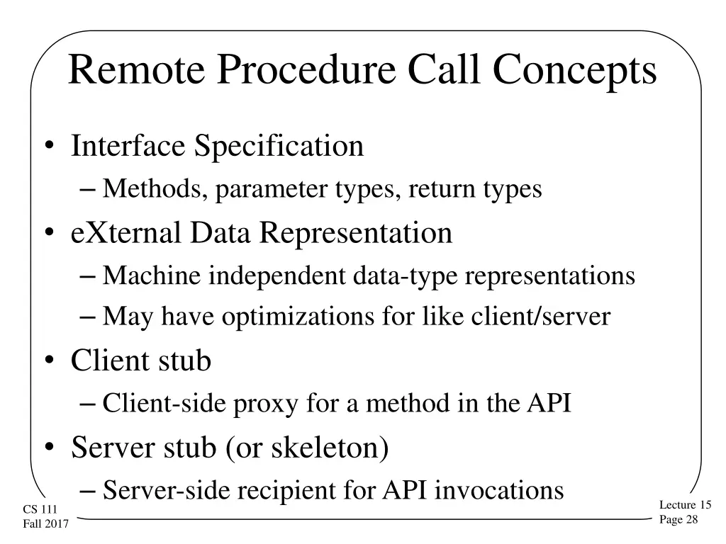 remote procedure call concepts