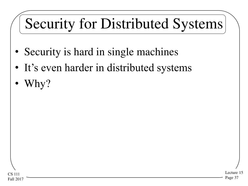 security for distributed systems