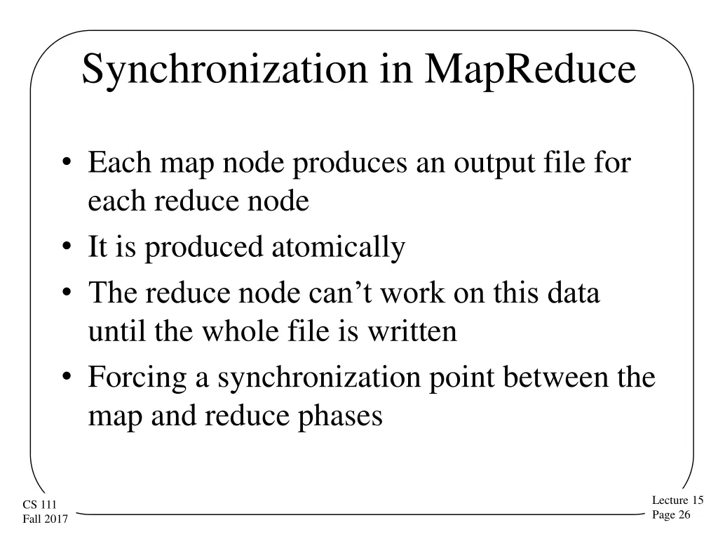 synchronization in mapreduce