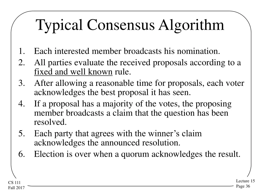 typical consensus algorithm