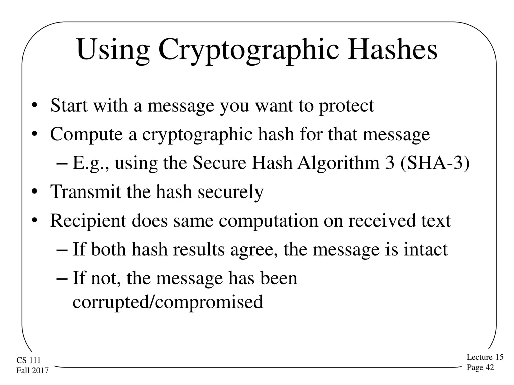 using cryptographic hashes