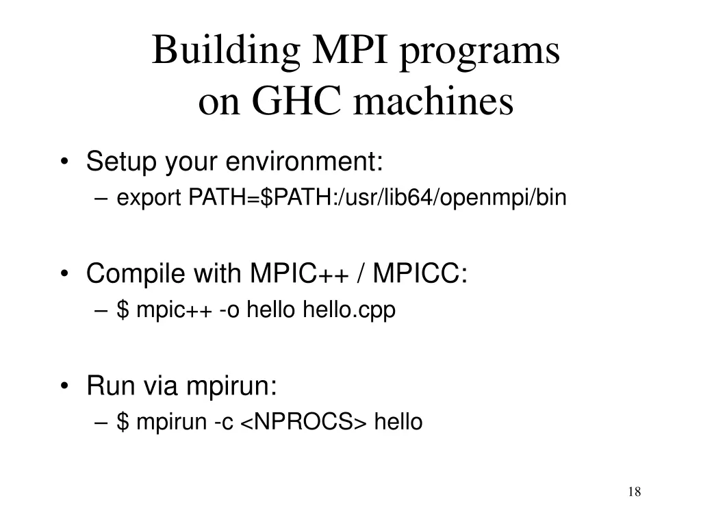 building mpi programs on ghc machines