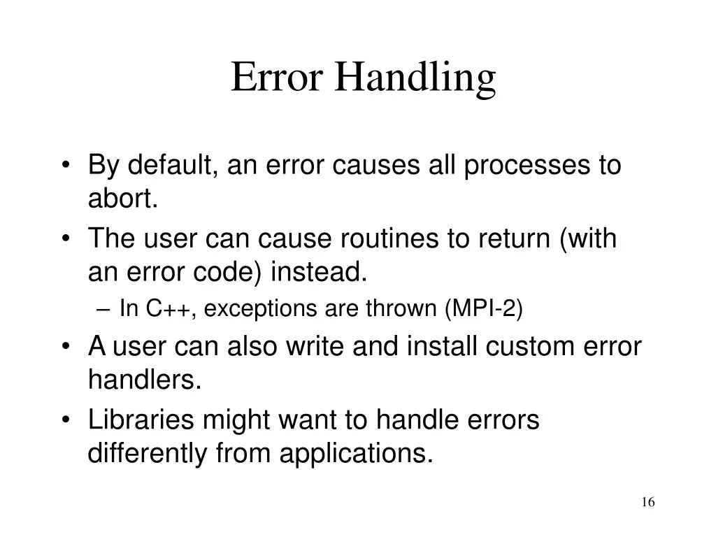 error handling