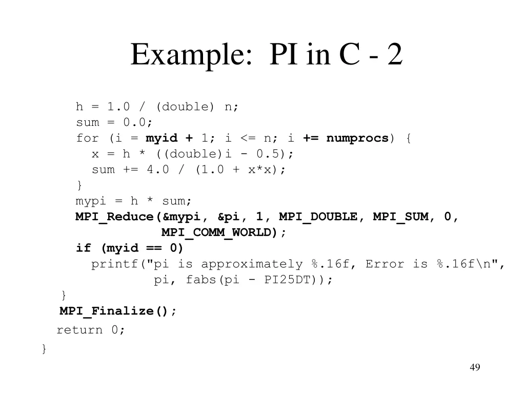 example pi in c 2