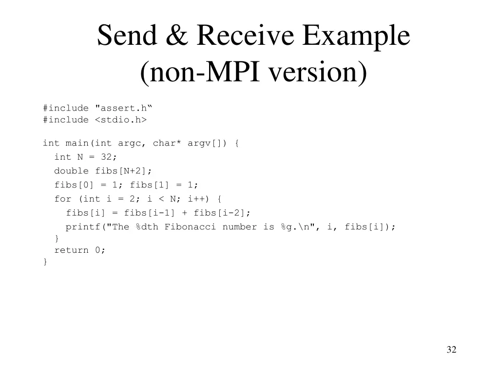 send receive example non mpi version