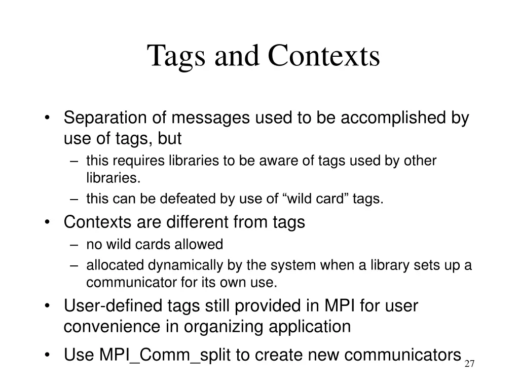 tags and contexts