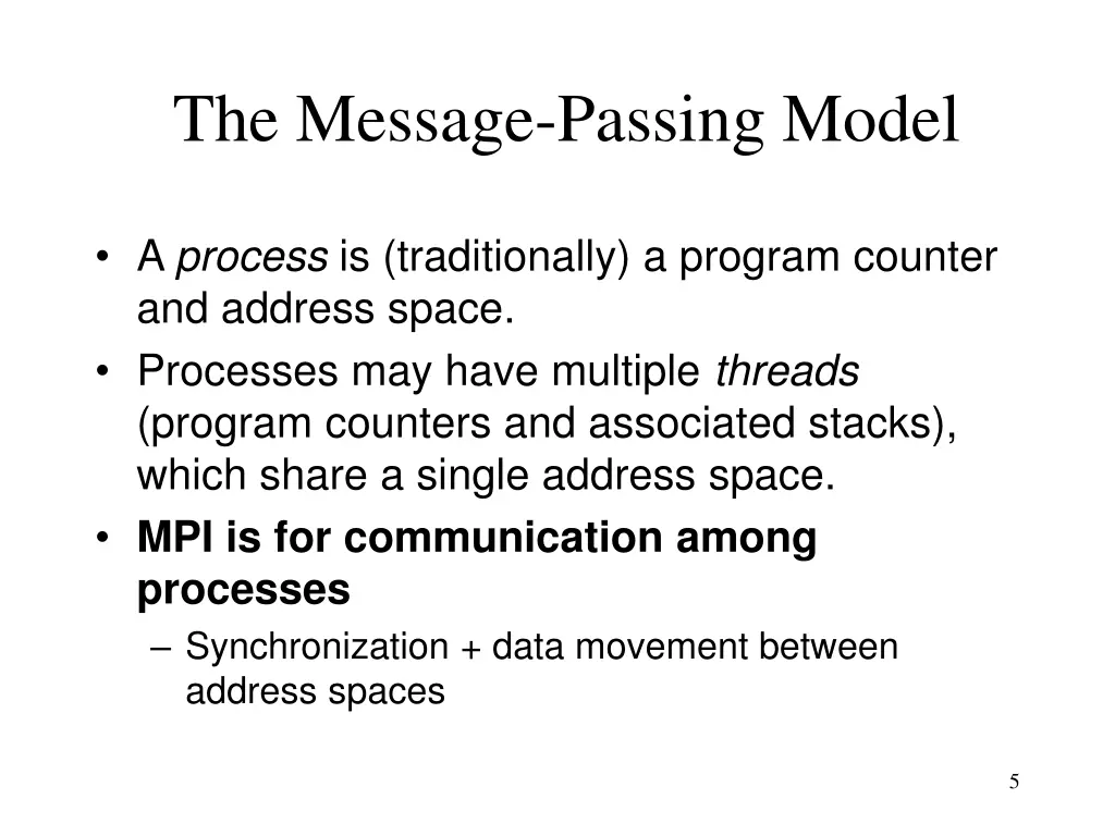 the message passing model