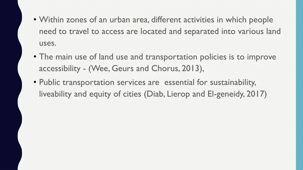 within zones of an urban area different