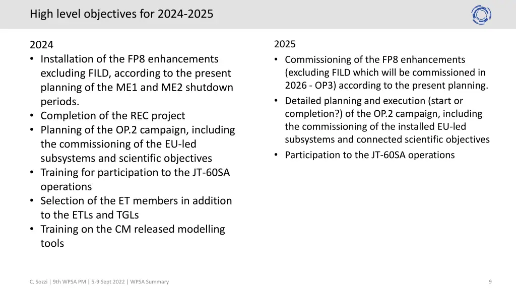 high level objectives for 2024 2025