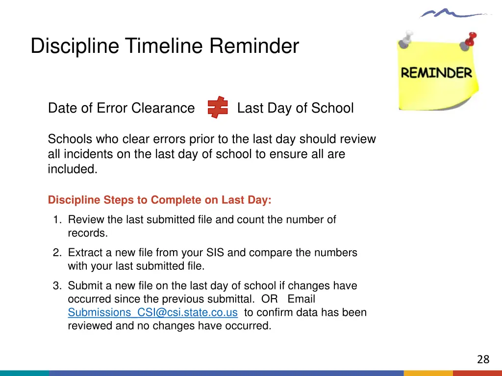 discipline timeline reminder