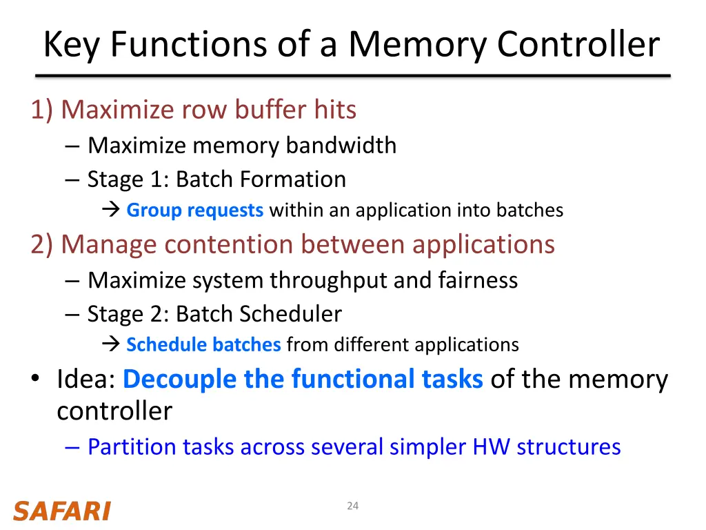 key functions of a memory controller