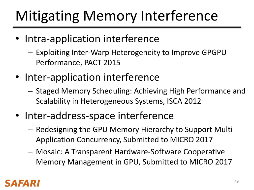 mitigating memory interference