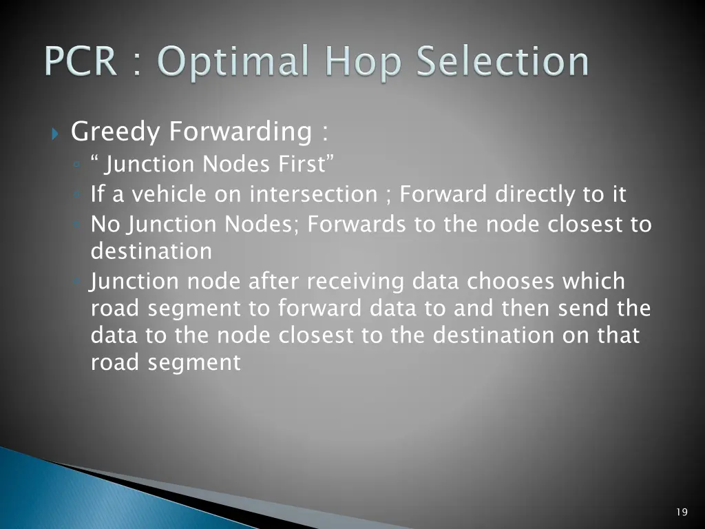 greedy forwarding junction nodes first