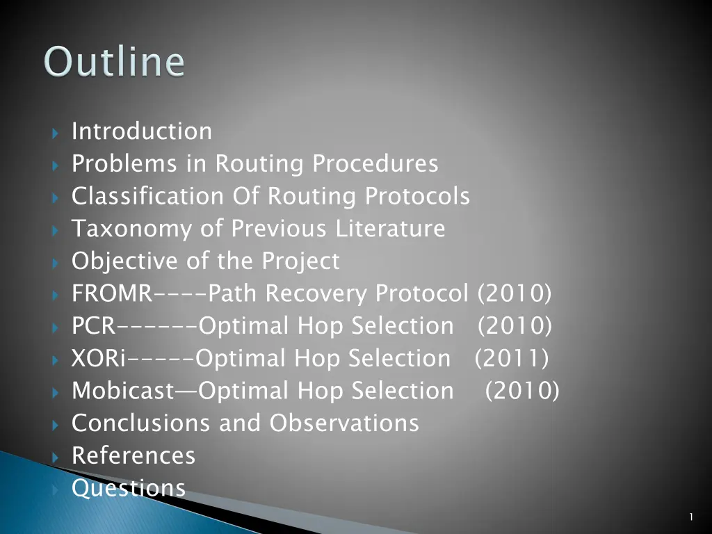 introduction problems in routing procedures