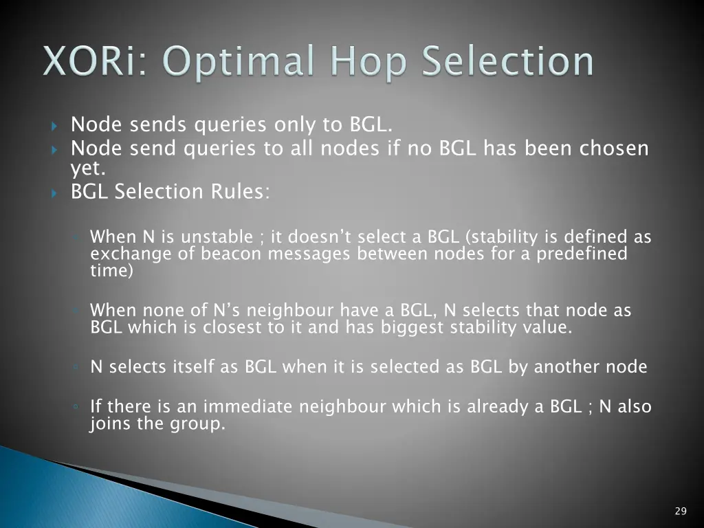 node sends queries only to bgl node send queries