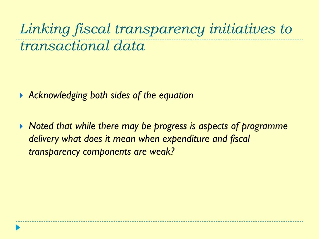 linking fiscal transparency initiatives