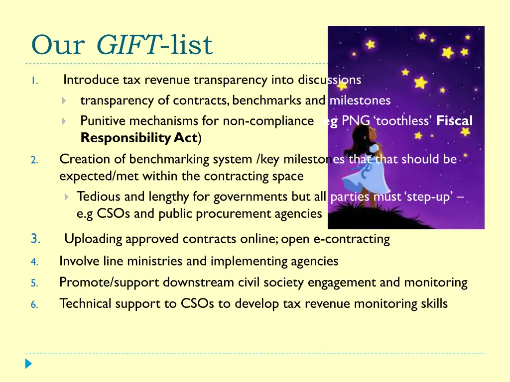 our gift list