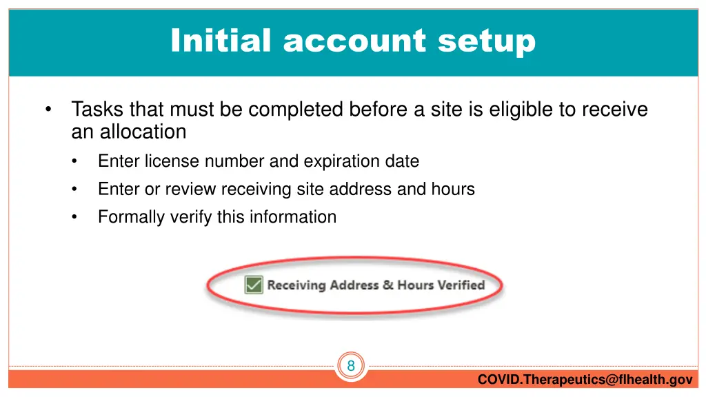 initial account setup