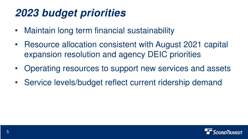 2023 budget priorities