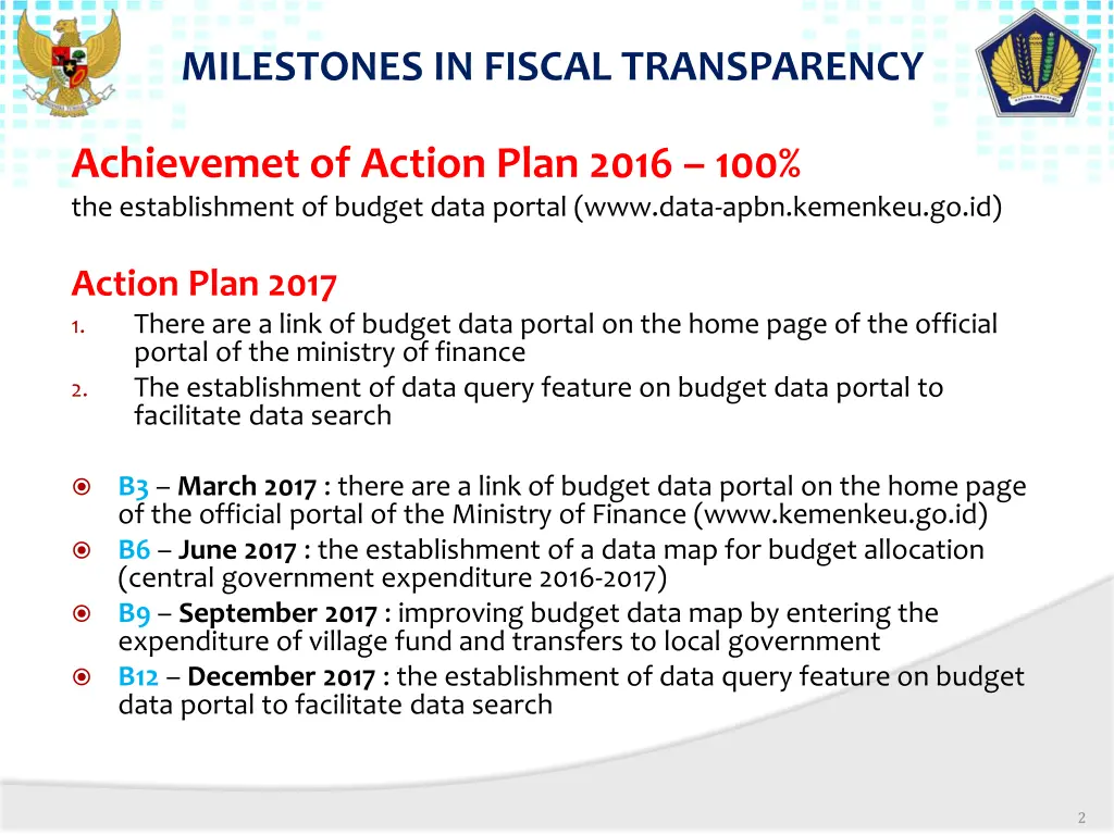 milestones in fiscal transparency