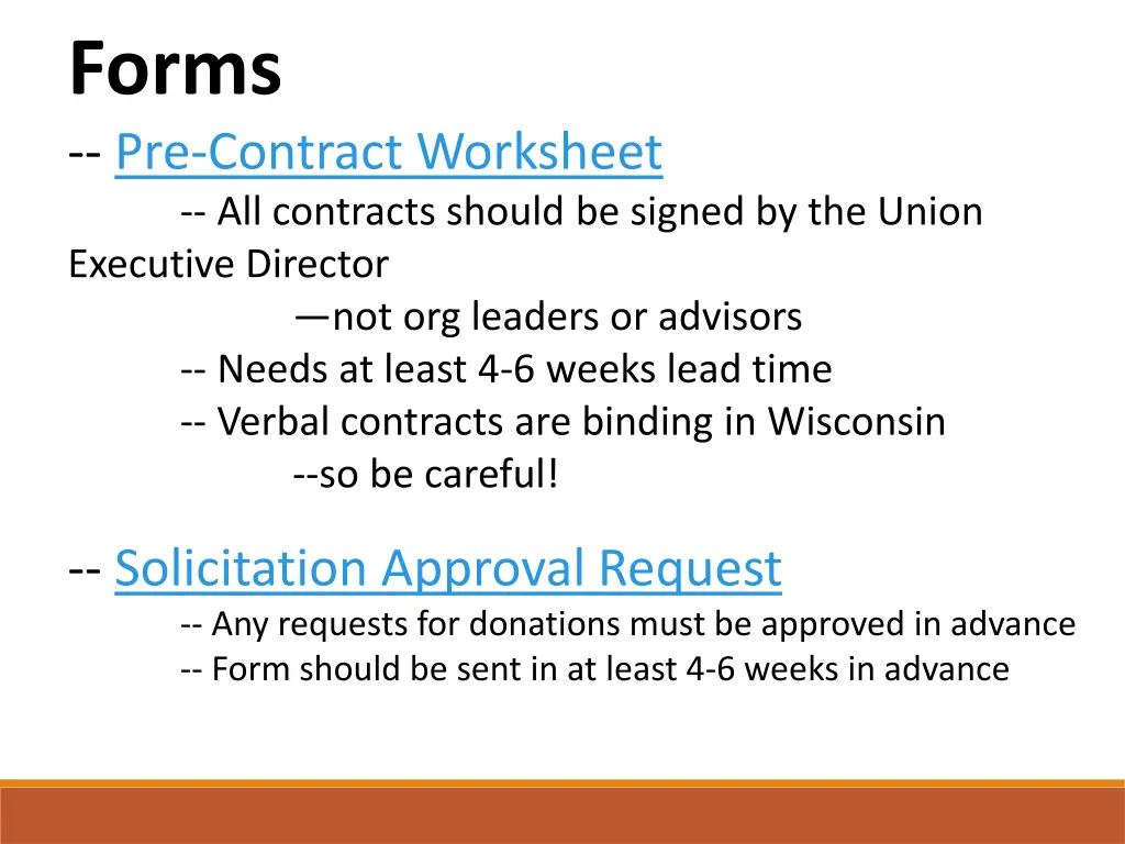 forms pre contract worksheet all contracts should